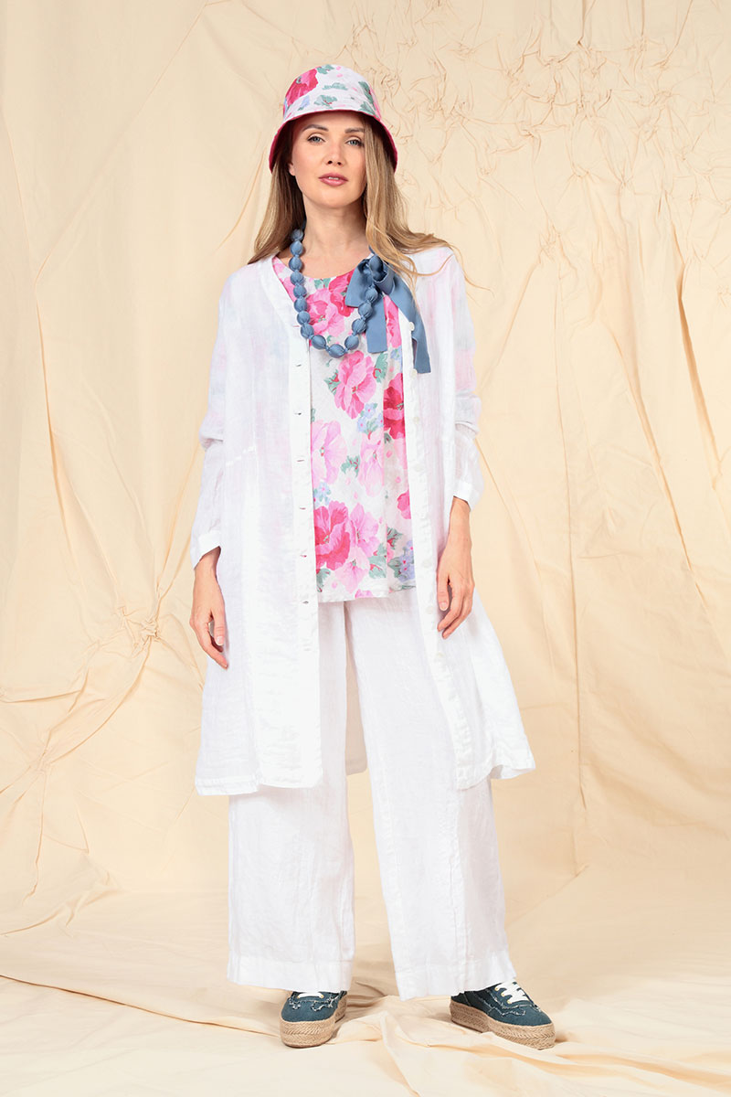 V-Neck White Gauze Linen Jacket 6