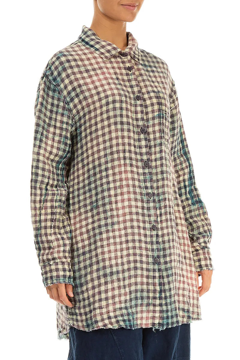 Watercolour Check Linen Shirt 4