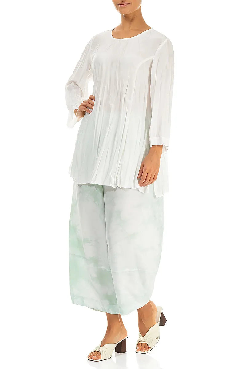 White Crumpled Pure Silk Tunic 4