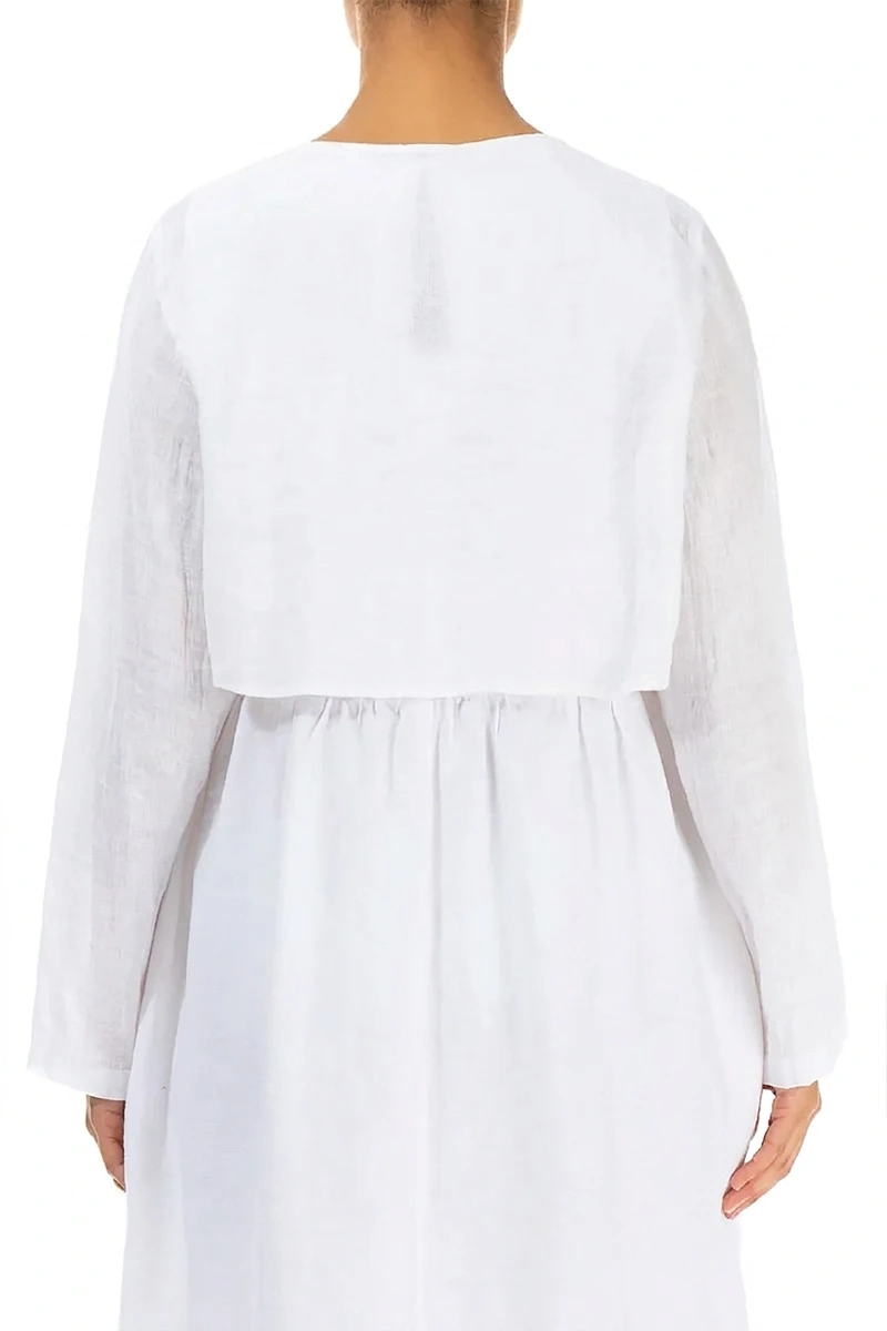 White Gauze Linen Overlay Jacket 2