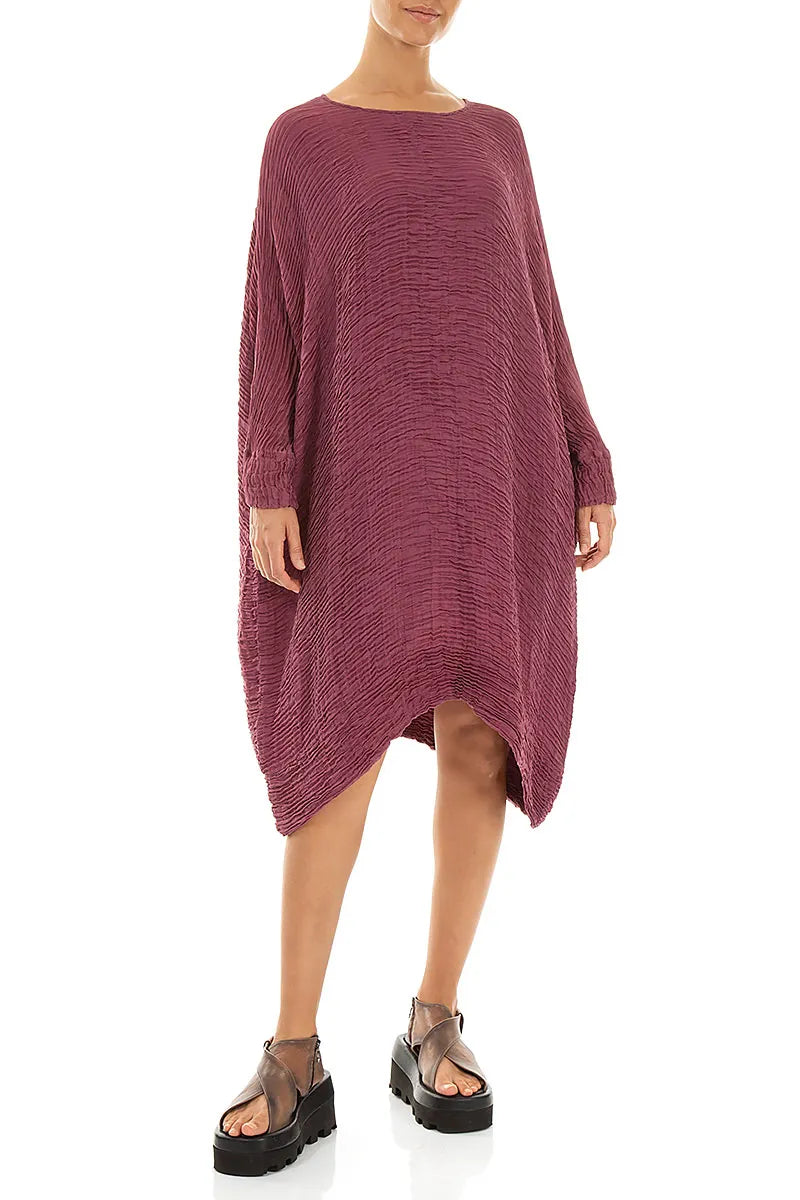 Wide Antique Ruby Plissé Silk Kaftan Dress 5