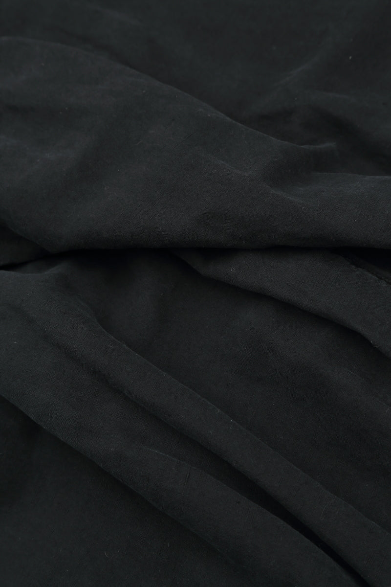 Wide Cropped Black Crumpled Cotton Trousers 5