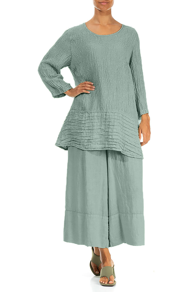 Wide Leg Cuffs Sage Linen Culottes 4