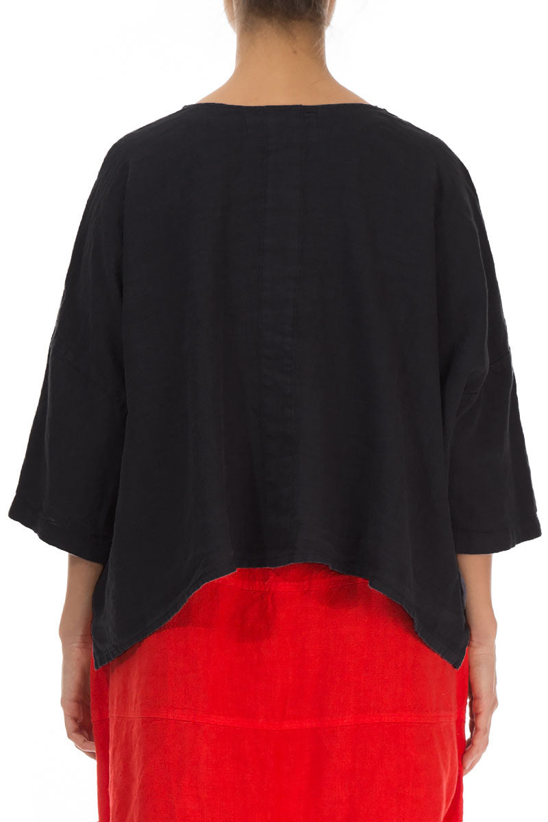 Boxy Black Linen Jacket 2