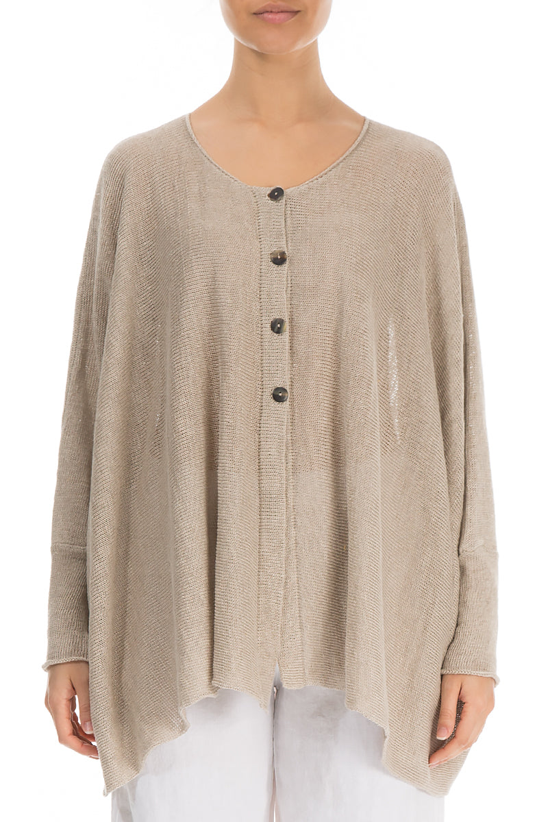 Boxy Natural Linen Cardigan 1
