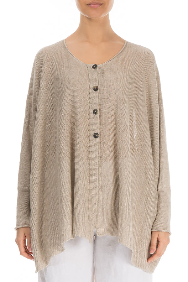 Boxy Natural Linen Cardigan 1