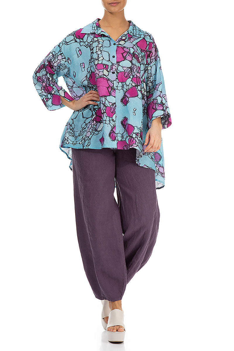 Taper Long Amethyst Linen Trousers 4