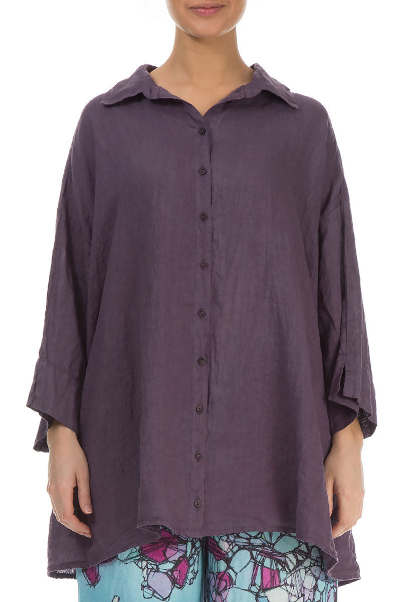 Loose Amethyst Linen Shirt 1