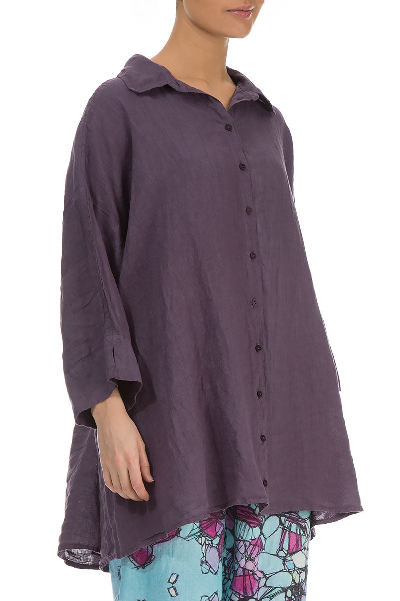 Loose Amethyst Linen Shirt 3