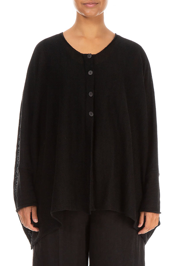 Boxy Black Linen Cardigan 1