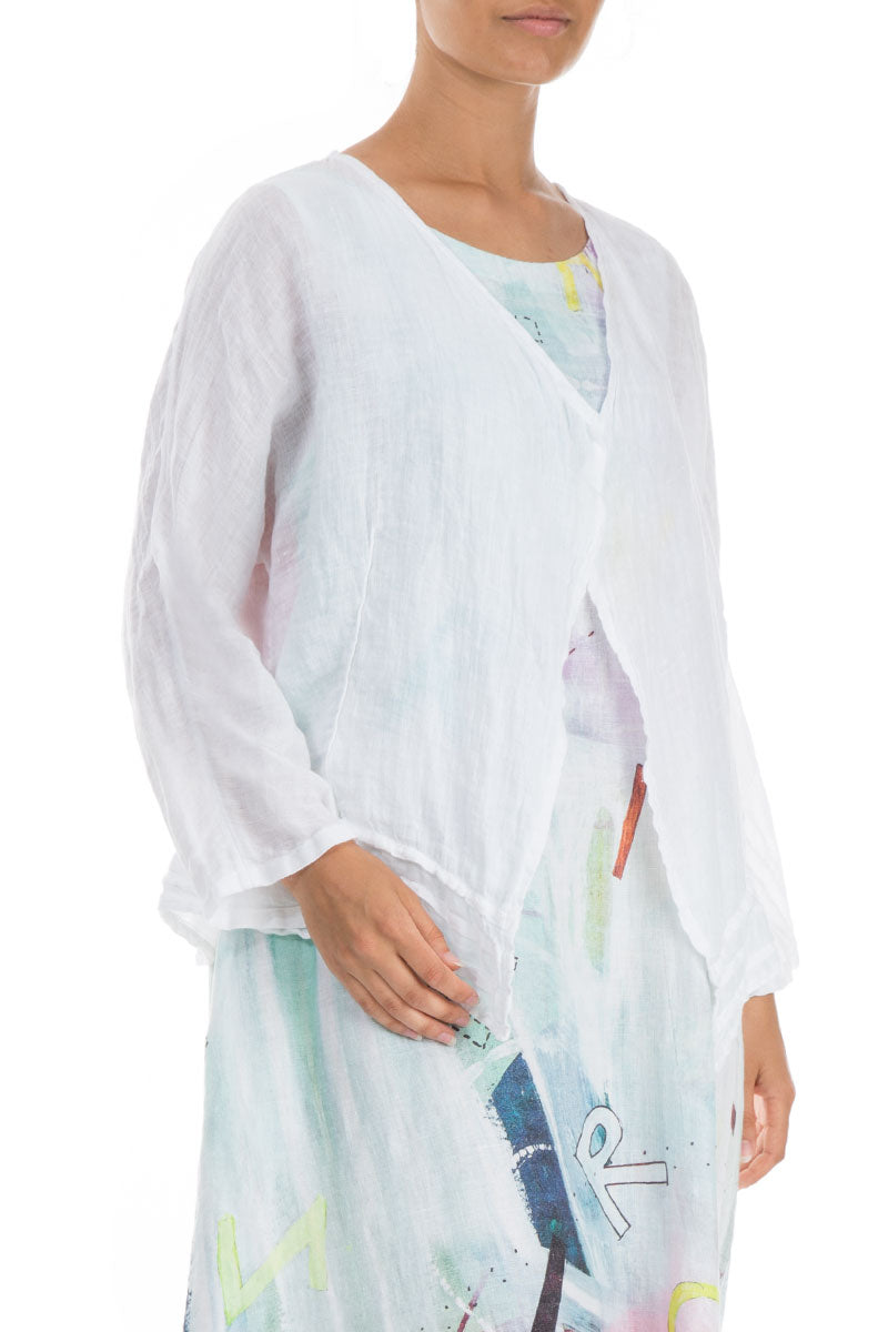 Open White Gauze Linen Jacket 3