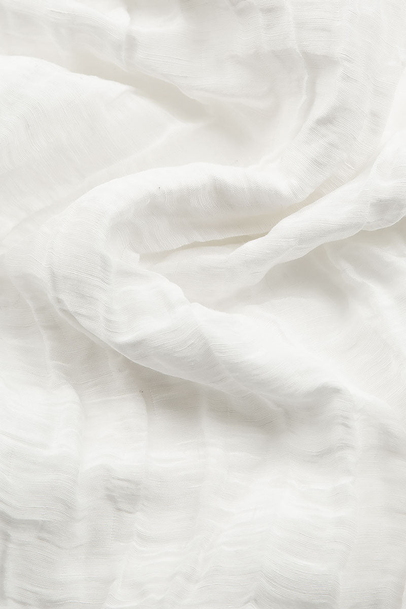 Side Pocket Crinkled Off White Silk Linen Tunic 5
