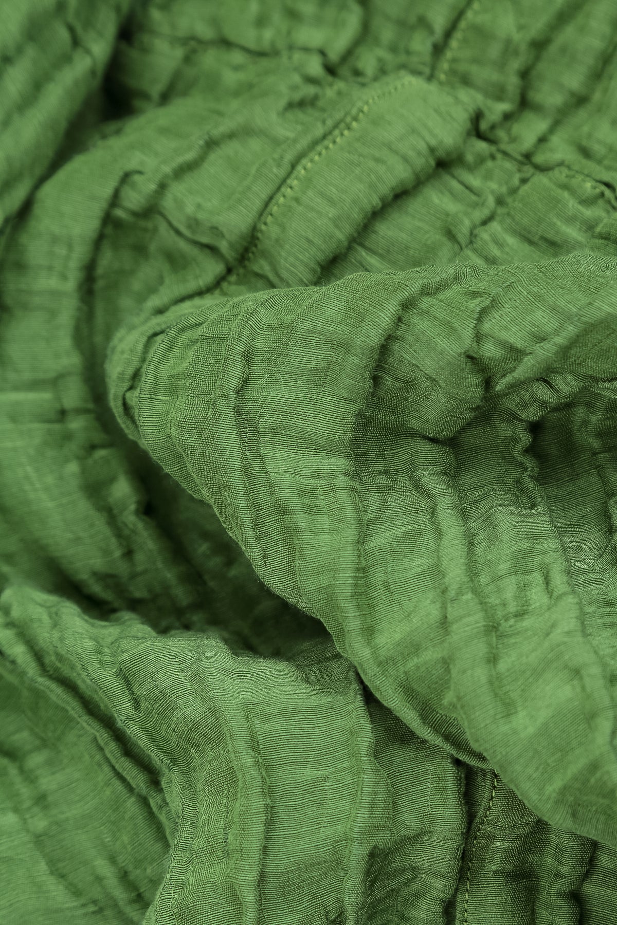 A-Line Shamrock Green Crinkled Silk Linen Dress 6