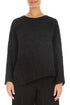 Asymmetric Black Crinkled Silk Linen Blouse 1
