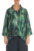 Asymmetric Closure Emerald Grid Silk Linen Jacket 1