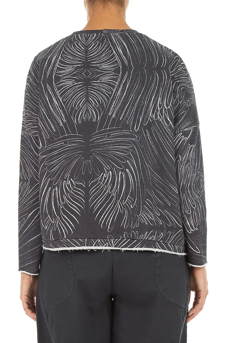 Asymmetric Feather Grey French Terry Cotton Blouse 2