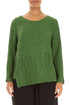 Asymmetric Shamrock Green Crinkled Silk Linen Blouse 1
