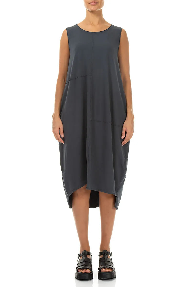 Asymmetrical Graphite Cotton Dress 1