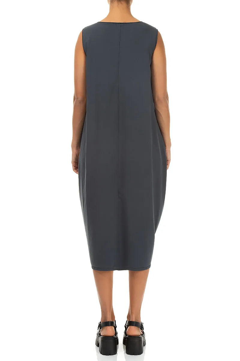 Asymmetrical Graphite Cotton Dress 2