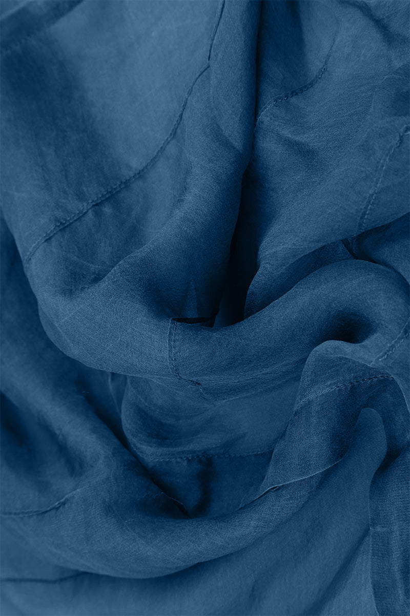 Azure Crumpled Silk Chiffon Scarf 4