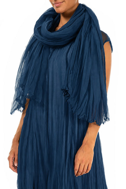 Azure Crumpled Silk Chiffon Scarf 3