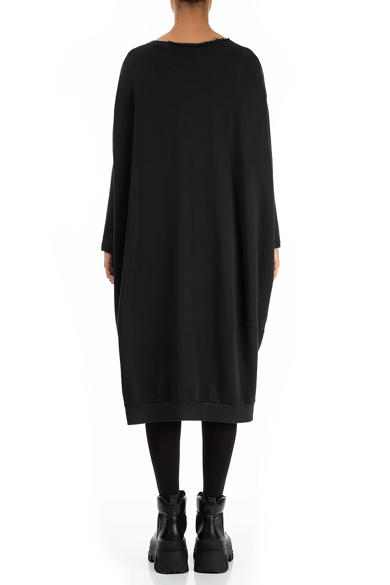 Balloon Black French Terry Cotton Dress 2