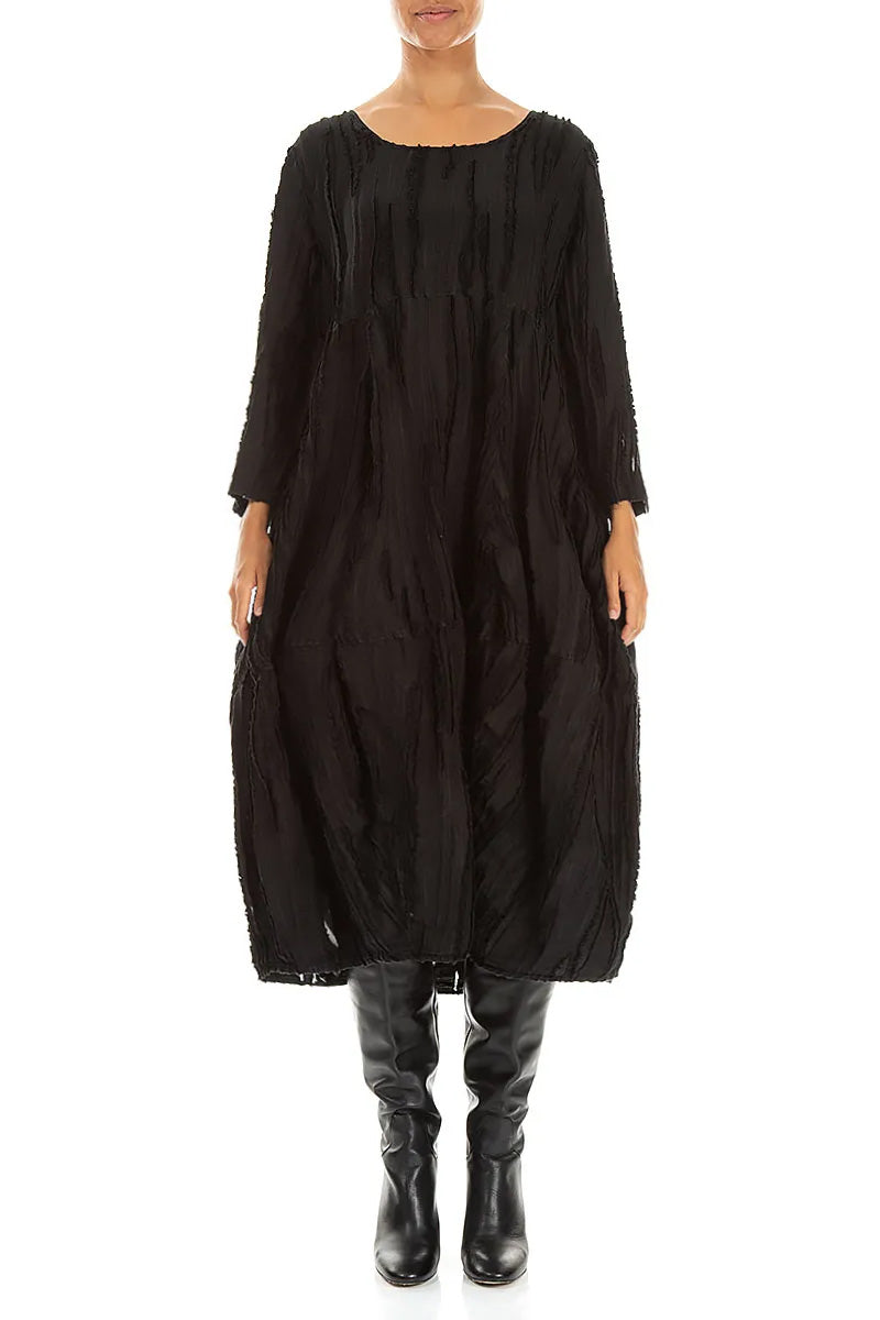 Balloon Black Fray Weave Dress 1