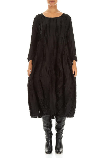 Balloon Black Fray Weave Dress 1