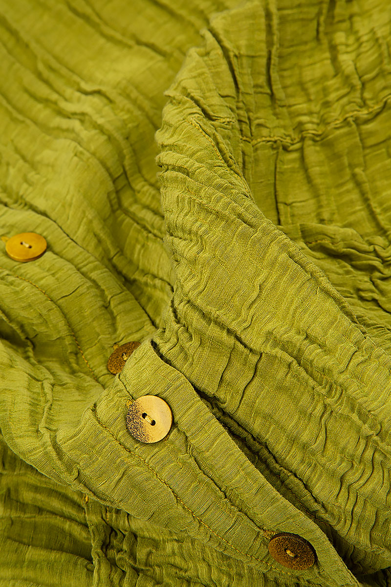 Balloon Crinkled Golden Lime Silk Linen Jacket 5