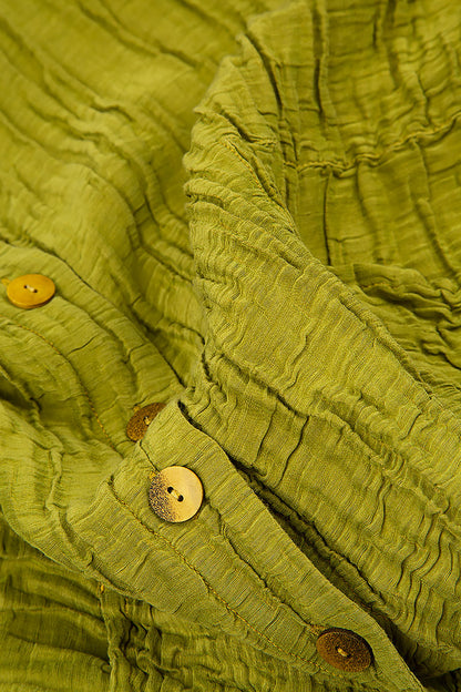 Balloon Crinkled Golden Lime Silk Linen Jacket 5