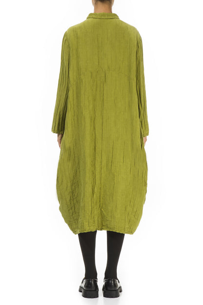 Balloon Crinkled Golden Lime Silk Linen Jacket 2