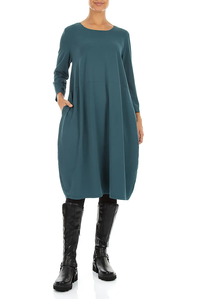 Balloon Deep Turquoise Cotton Dress 4