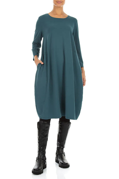 Balloon Deep Turquoise Cotton Dress 4