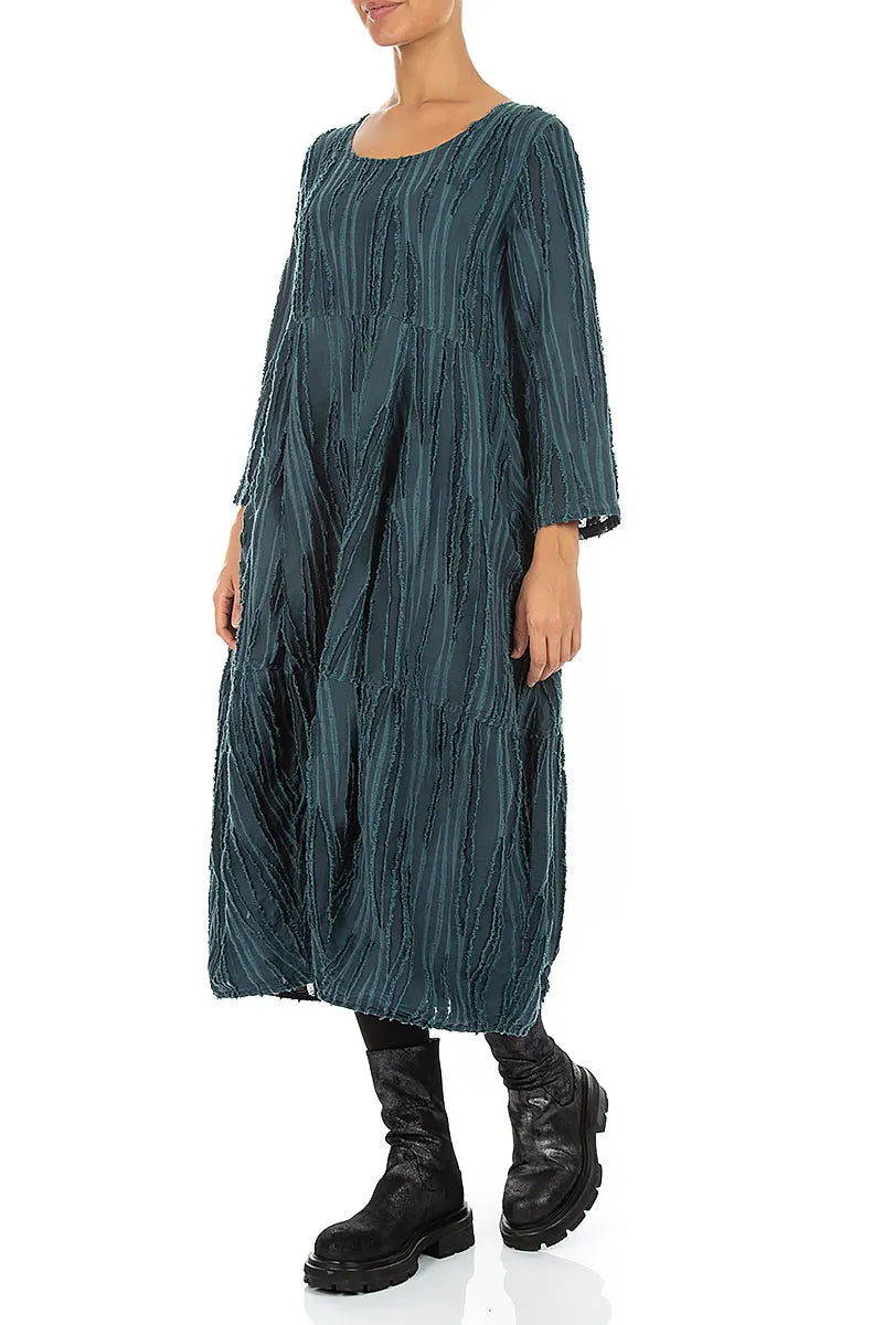 Balloon Deep Turquoise Fray Weave Dress