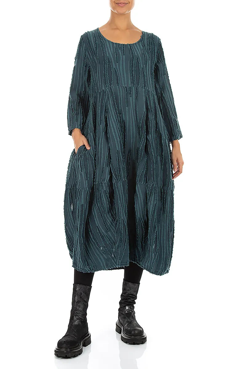 Balloon Deep Turquoise Fray Weave Dress