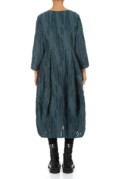 Balloon Deep Turquoise Fray Weave Dress