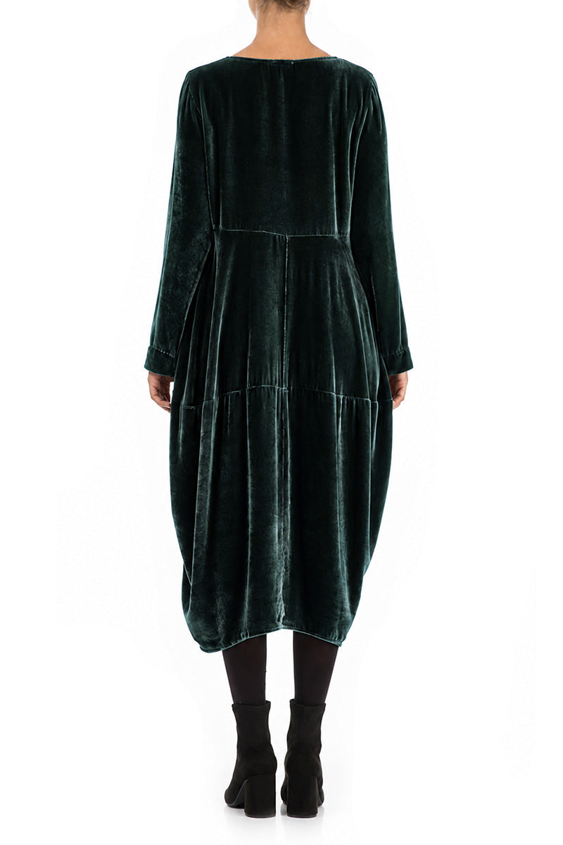 Balloon Deep Turquoise Silk Velvet Dress 2