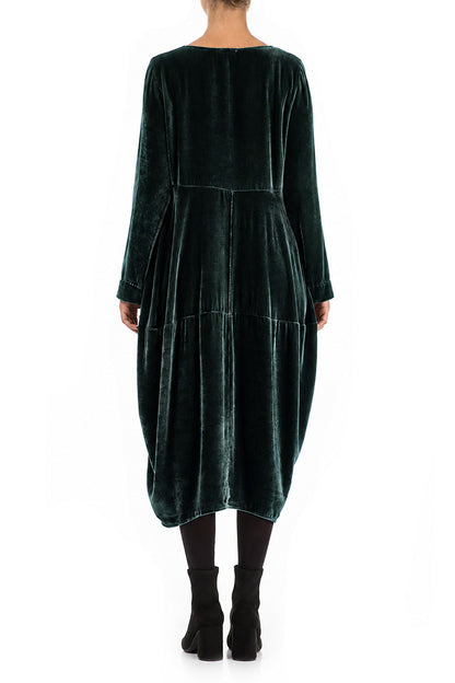 Balloon Deep Turquoise Silk Velvet Dress