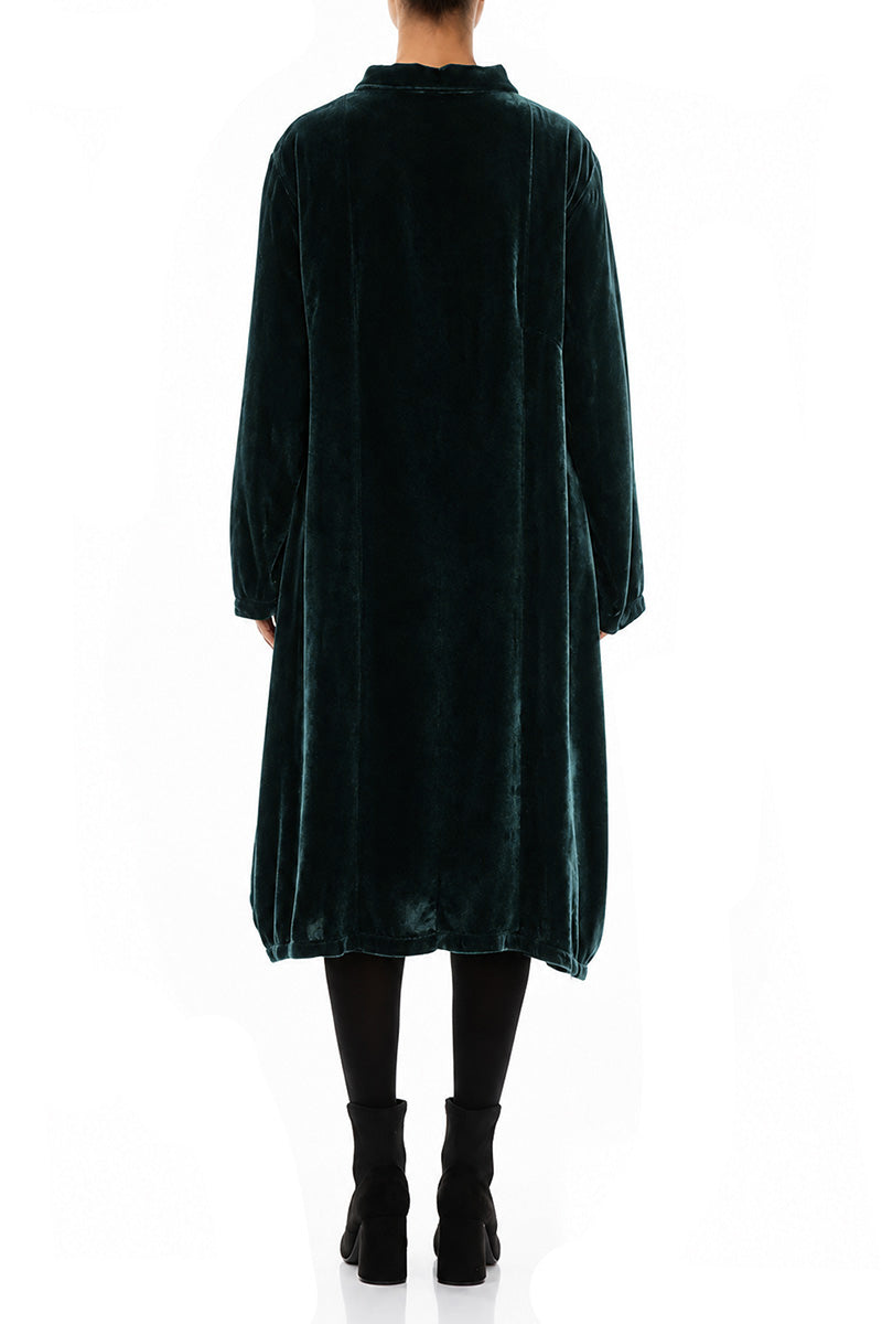 Ballonjacke aus Samt und Seide in Dunkeltürkis