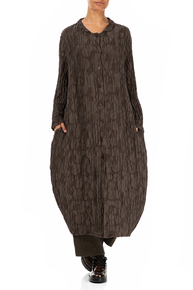 Balloon Forest Brown Circle Silk Linen Jacket 4