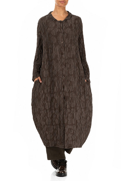 Balloon Forest Brown Circle Silk Linen Jacket 4