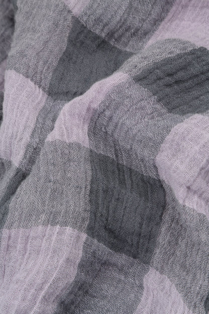 Balloon Large Check Lilac Gauze Linen Jacket Dress 7
