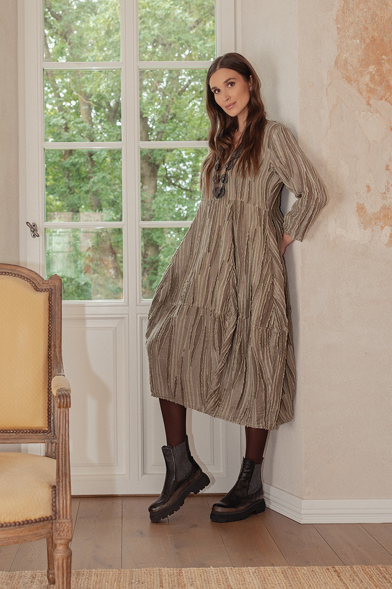 Balloon Olive Fray Weave Dress 7