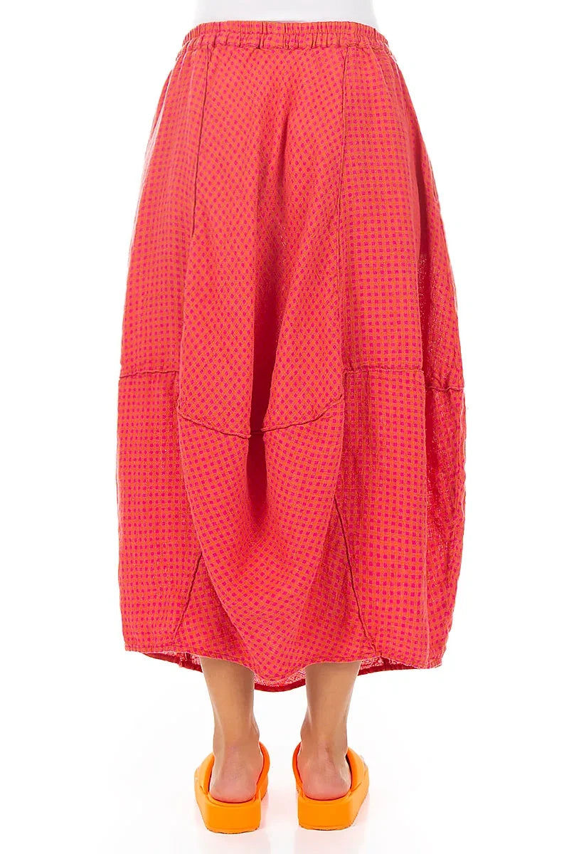 Balloon Pink Orange Check Linen Skirt 2