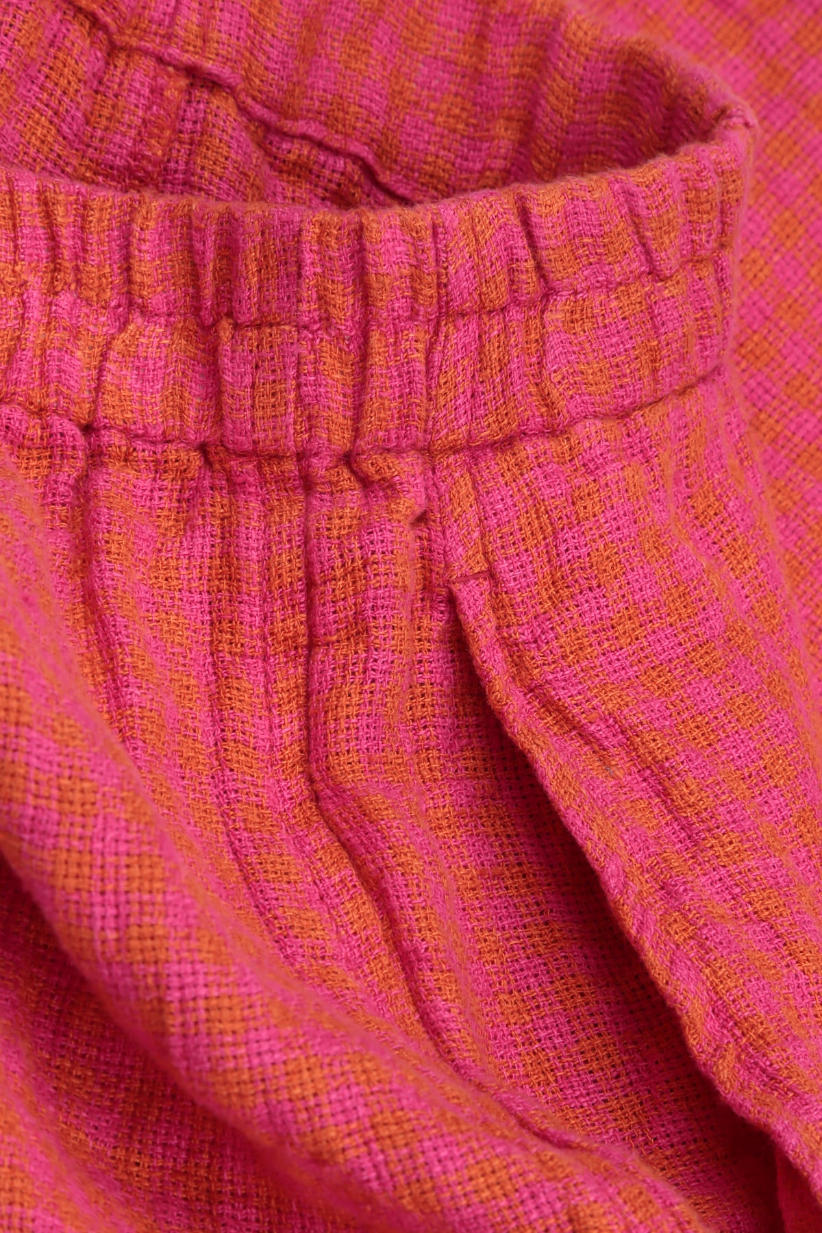 Balloon Pink Orange Check Linen Skirt 5