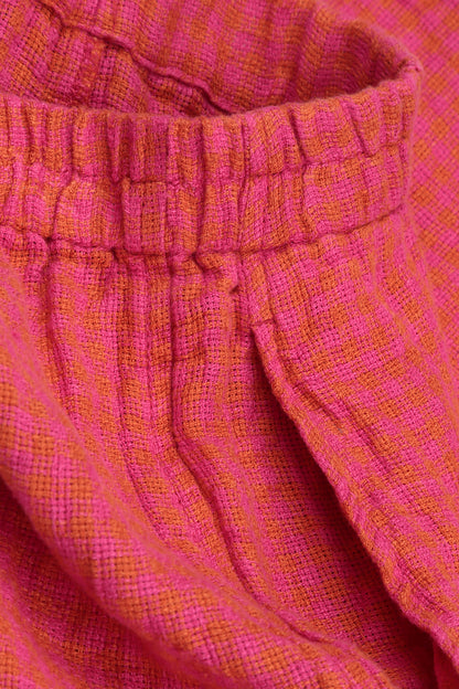 Balloon Pink Orange Check Linen Skirt 5