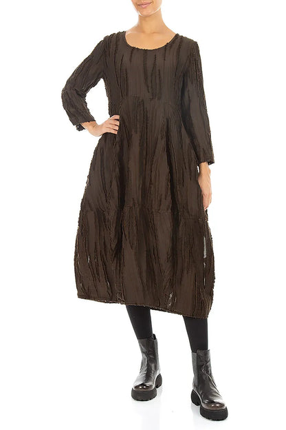 Balloon Truffle Brown Fray Weave Dress 4