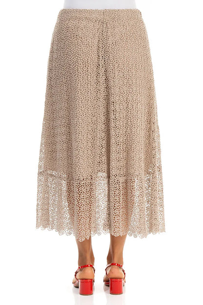 Beige Broderie Cotton Skirt 3