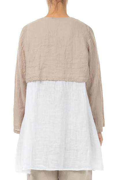 Beige Gauze Linen Overlay Jacket 2