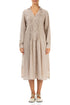 Beige Pintuck Linen Shirt Dress 1
